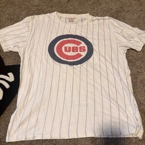 Red Jacket Mens Chicago Cubs Baseball Pinstripe Logo T Shirt Size L
